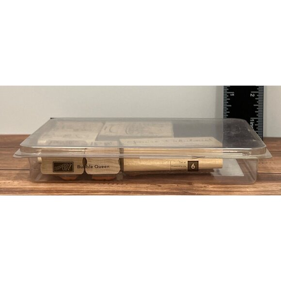 RARE Stampin Up! Bubble Queen Wood-Mounted Rubber Stamp Set bathtub spa - Picture 4 of 5